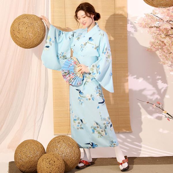 Vêtements ethniques Japonais Femmes Long Kimono Amélioré Cherry Blossom Night Robe Yukata National Costume Traditionnel