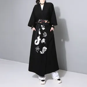 Vêtements ethniques Japonais Yukata Kimono Robe Femme Costume Geisha Cosplay Noir Obi Femmes Kimonos Traditionnels FF2444