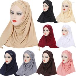 Vêtements Ethniques Jersey Écharpe Musulman Hijab Femmes One Piece Amira Head Wrap Turban Diamants Foulard Écharpes Islamiques Châles Stretch Turbante