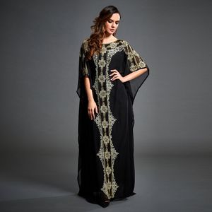 Vêtements ethniques jilbab abaya Nouvelle robe longue Robe musulmane du Moyen-Orient Robe en mousseline de soie imprimée vacances balnéaires européennes et américaines Robes ethniques