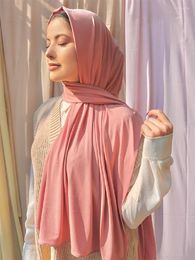 Ropa étnica JTVOVO 2023 170 60CM mujeres musulmanas de alta calidad bajo Jersey Hijab Dubai árabe Islam bufanda instantánea de Color sólido chal babero