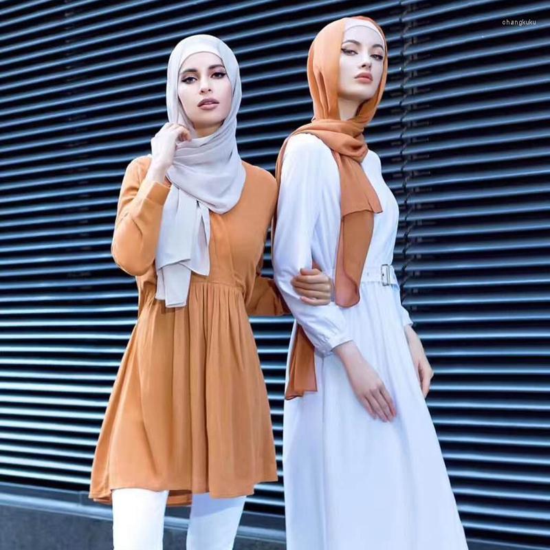 Roupas étnicas jtvovo runmeifa 2023 verão de verão de cor de cor sólida bolha chiffon tule tulle hijab véil lening scarf turbano de moda all-match moda islã árabe