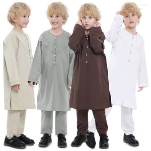 Etnische kleding Jubba Thobe voor jongens Saoedi-Arabië 2-delige set Islam moslim kind Turkije Kids Abaya Thoub jurk Kaftan Eid Ramadan gewaad