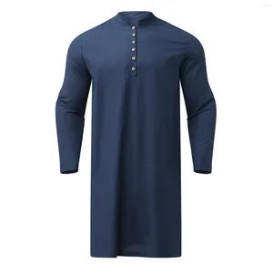 Vêtements ethniques Jubba Thobe islamique pour la mode musulmane homme longues robes manches solides arabe arabe simple décontracté hommes chemise 5XL