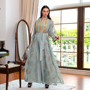 Etnische kleding Kaftan Hijab Abaya Dubai Arabische moslimsets Kleed tweedelige feestavondjurken vrouwen gewaad Femme Musulmane Eid Islam