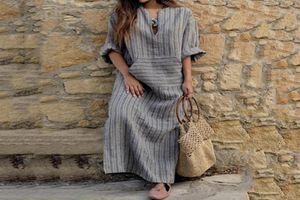 Vêtements ethniques Kaftan marocain Moyen-Orient Abaya Arabe musulman islamique Dubaï Indonésie Robe élégante robe rayé15088041