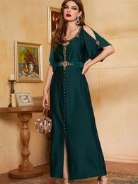 Etnische Kleding Kaftans Voor Vrouwen Groen Abaya Satijn Dubai Turkije Islam Moslim Hijab Bescheiden Jurk Djellaba Gewaad Femme Musulmane Caftan