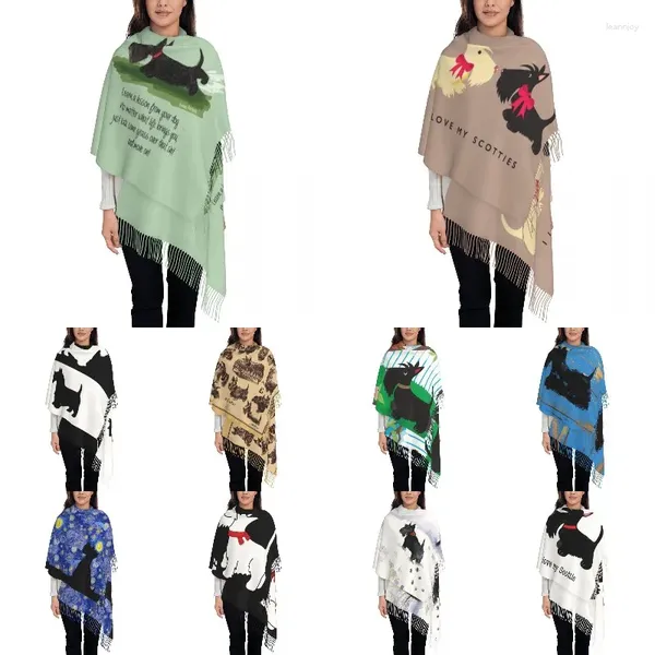 Vêtements ethniques Kawaii Scottie Dog Écharpe Wrap pour femmes Long Hiver Automne Chaud Gland Châle Unisexe Scottish Terrier Foulards