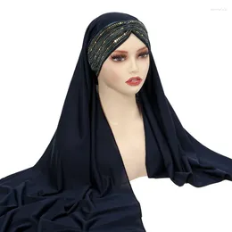 Vêtements ethniques Kepahoo Femmes musulmanes Sommeil Chemo Chapeau Bonnet Soie douce avec paillettes Hijab Headwrap Foulard Turban Cap Chapeaux