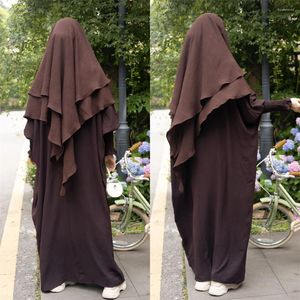 Vêtements ethniques Khimar Abaya Femmes musulmanes prières Robe de vêtements de prière 2pcs Hijab Kaftan Turquie Burqa Arabe islamique Eid Ramadan