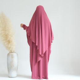 Ethnische Kleidung Khimar Abaya Set für Frauen Fledermausärmel Kleid Langes Khimars Islamisches Bescheidenheitsoutfit Ramadan Muslim Dubai Gebetskleidungsstück