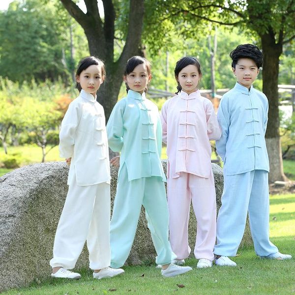 Ropa étnica chico tradicional chino Tai Chi uniformes conjuntos de manga larga Wushu rendimiento ropa niño niña artes marciales Wing Chun