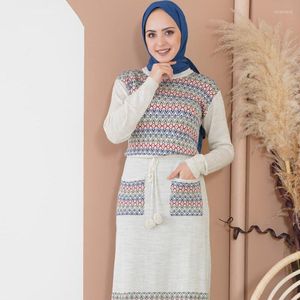 Vêtements ethniques Kilim motif pompon tricots robe turquie mode musulmane Hijab Islam dubaï Istanbulstyles Istanbul 2023