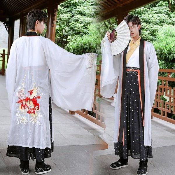 Ropa étnica Kimono vestido hombres mujeres Hanfu chino tradicional Tang traje Tops falda samurái japonés Cosplay disfraz Yukata bata vestido