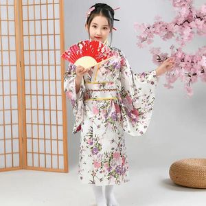 Etnische kleding kimono jurk levendige kersenbloesem print Japanse sets voor meisjescosplay schoolvoorstellingen traditionele elementair