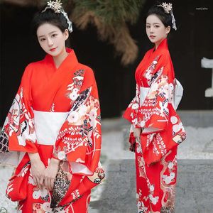 Vêtements ethniques Kimono Japonais Traditionnel Rouge Cosplay Kimonos Mujer Verano 2024 Anime Femme