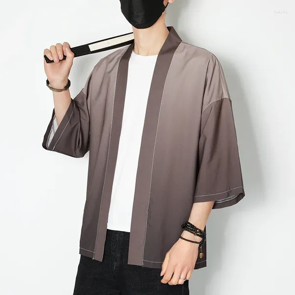 Vêtements ethniques Kimono Men Cloak Para Hombre Black Mabe Blanc Beach Shirt Summer Haori Unisexe Samurai Japonais 5xl