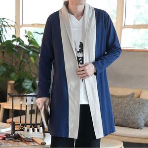 Vêtements ethniques Kimono hommes veste homme Yukata japonais traditionnel chemise en lin samouraï Costume Streetwear 001