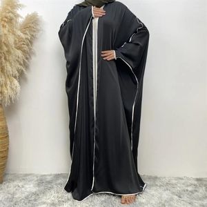 Vêtements ethniques Kimono Ouvert Abaya Satin Femmes Musulmanes Cardigan Bat Manches Maxi Robe Turquie Dubaï Kaftan Robe Arabe Caftan Ramadan