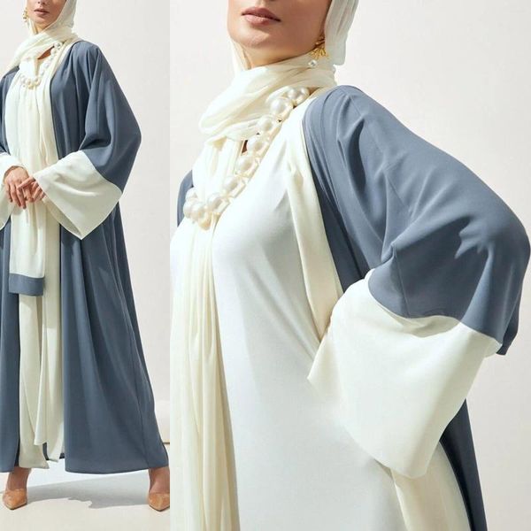 Ropa étnica Estilo kimono Cardigan Vestido Musulmán Mujeres islámicas Abierta Abaya Kaftan Vestidos casuales Vestido Turquía Túnica marroquí Abrigo femenino