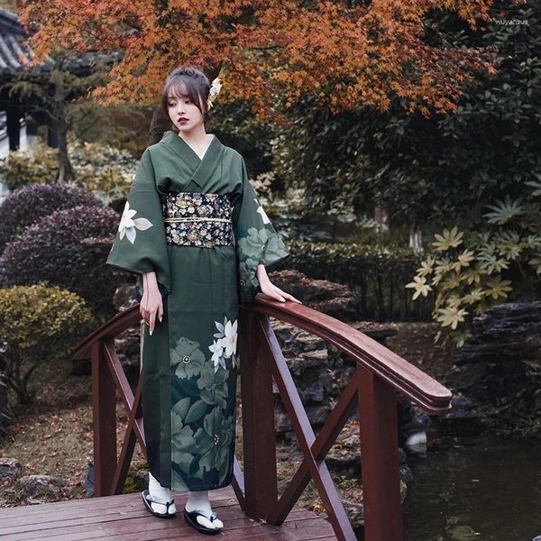 Ropa étnica Kimono Yukata Mujeres Vestido tradicional japonés Kimonos Traje Geisha Cosplay Mujer Obi FF2603