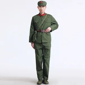 Ropa étnica Guerra de Corea China Fuerza terrestre Viejo uniforme del ejército Vietnam Soldados Trajes Espectáculo de escenario Nostalgia Traje militar Ropa de guardia roja