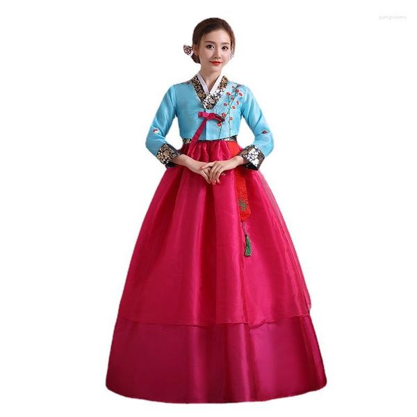 Ethnische Kleidung Koreanische Traditionelle Frauen Folk Bühne Tanzkostüm Mehrfarbig Elegant Hanbok Top Rock Emboridery Hochzeit Party Sets