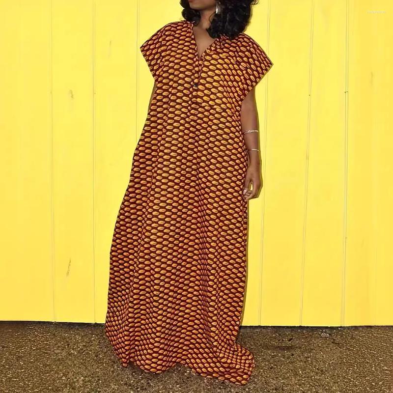 Etniska kläder L-5XL Plus Size Polyster Summer African Dresses For Women Abaya Dashiki Ladies Traditionella Africa Fairy Long Maxi Dress