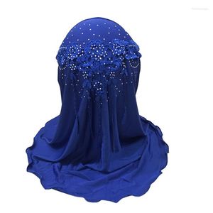 Etnische kleding kanten applique moslim praktische kinderen hijab cap met strass islamitische meisjes amira klaar om sjaal te dragen voor kinderen 2-7 hoofddeksels