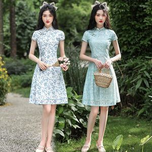 Vêtements ethniques dentelle courte quotidienne Cheongsam Cicpao Sexy jeunes filles Vietnam Ao Dai Slim Fit rétro traditionnel chinois vêtements pour femmes