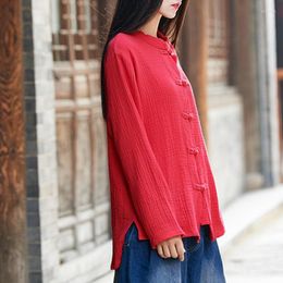 Etnische kleding dames Chinese tops vrouwen lente 2022 herfst vrouwelijke kungfu mandarijn kraag vintage shirt shanghai tang ta1600