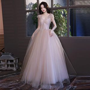 Ropa étnica Lady French Pink Tulle A-Line Prom Dresses 2023 Fairy Princess Sexy Backless Party Beading Formal vestidos de noche