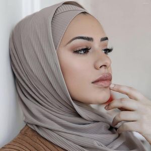 Vêtements ethniques grande taille TR coton écharpe plissé froissé femmes Hijab musulman tête enveloppement rides châle écharpes couleurs unies