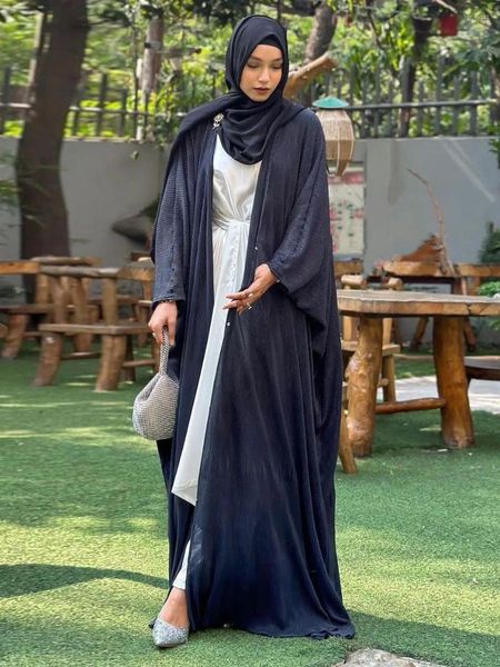 Vêtements ethniques Dernière robe ample plissée Robe musulmane Abaya Syari Femme Pleine longueur Service de culte Abayas Ensembles Wy1692