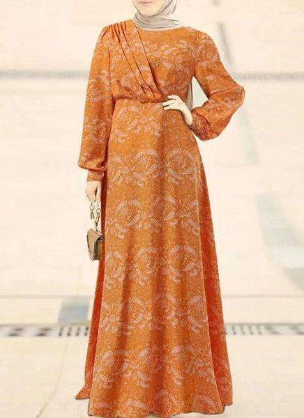 Vêtements ethniques Dernières Ramadan Kebaya Robes islamiques Musulman Hijab Femmes Imprimer Robe Plissée Zipper Kaftan Dubaï Marocain Caftan Femme
