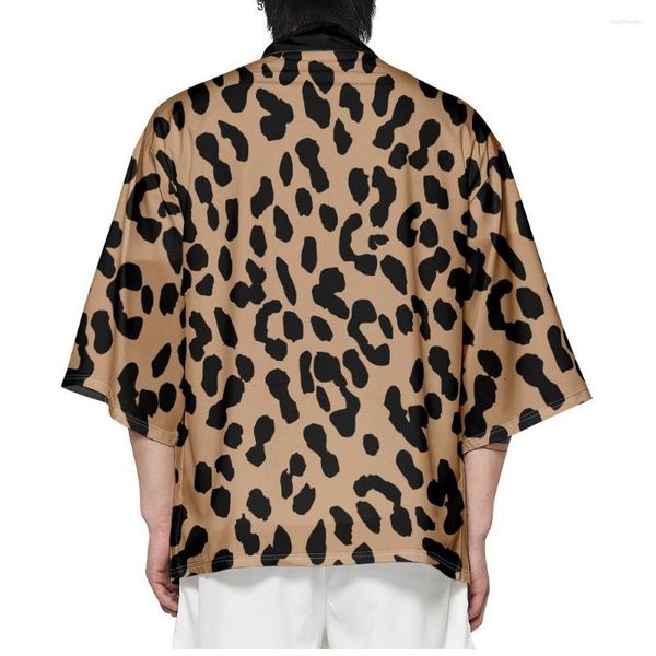 Ropa étnica Kimono estampado de leopardo ropa informal japonesa verano hombres mujeres cárdigan Haori Yukata Harajuku Tops bata ropa asiática