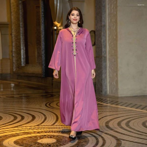 Vêtements ethniques Robe de soirée nationale de luxe légère Turquie Abaya Satin Robe de femme musulmane Cardigan solide à manches longues Djellaba