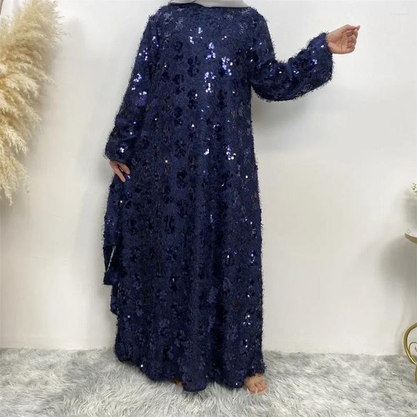 Vêtements ethniques légers Luxury Sequin Femme Abayas Moyen-Orient Dubaï Turquie Solie Daily Muslim Dress Femmes Long Man Man Gassièmes