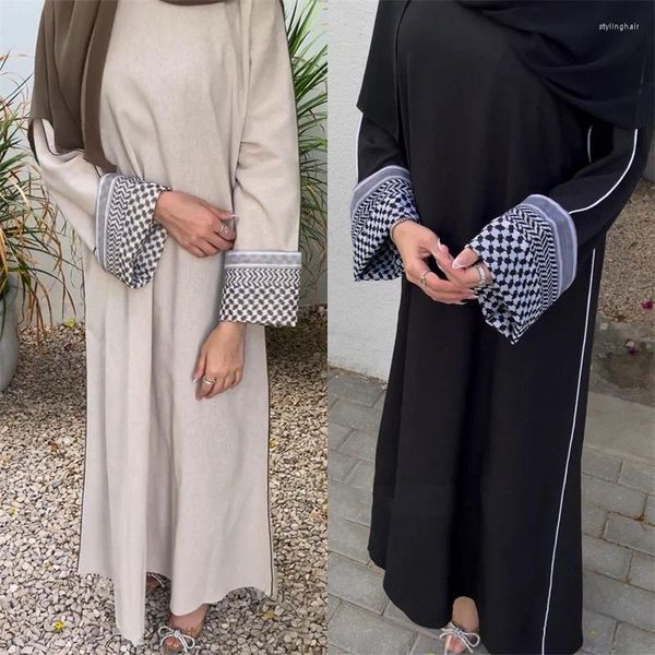 Ropa étnica Lino Cerrado Abaya Vestido Musulmán Abayas Para Mujeres Elegante Dubai Turquía Ramadán Eid Ropa Islámica Kaftan Hijab Robe Plain
