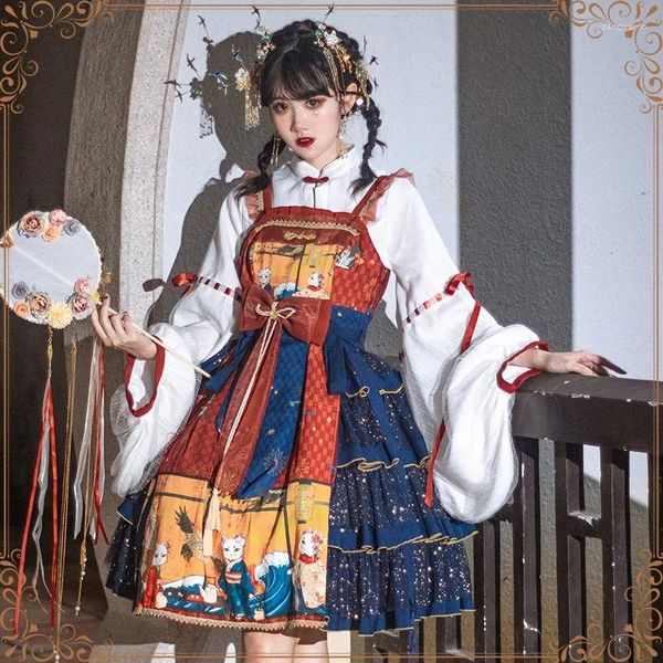 Ropa étnica Vestido de lolita colegiala falda de hadas góticas mujeres kawaii loli op lindo japonés ff2857