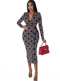 Etnische kleding Lange Afrikaanse jurken voor vrouwen vaillet hoge taille gewaden Afrika Fashion Print Elegant Office Lady Dress Vestidos