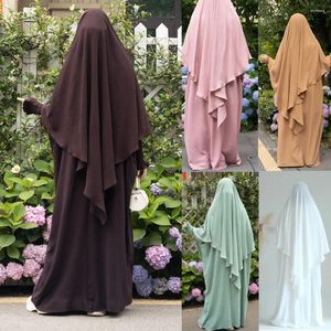 Vêtements ethniques Long Hijab Khimar et Abaya Robes 2 pièces Set Femmes musulmanes s'habillent Ramadan Eid Prayer Garment Niqab Islamic Dubai Burqa