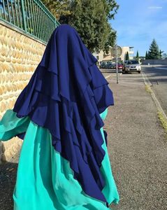 Etnische kleding Lange Khimar Tulband Islam Hoofddoek Eid Hijab Sjaal voor vrouwen Moslim Drielaags Ramadan Gebed Hijaabs Hoofdtooi Abaya