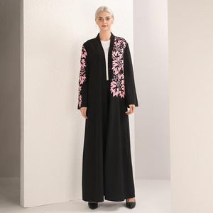 Vêtements ethniques jupe longue imprimé noir Abaya dubaï Cardigan Robe mode caftan vêtements de prière Ramadan musulman islamique moyen-orient