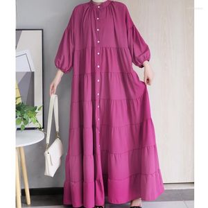 Vêtements ethniques à manches longues Abaya Robe islamique Femme Loose Femmes Musulman Habille Arabe Couleur solide Dinde Caftan Dubai