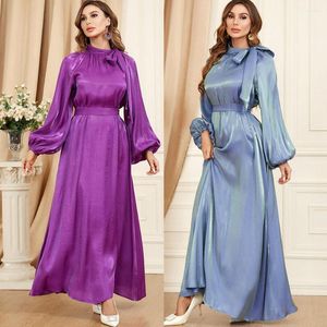 Vêtements ethniques manches longues lâche violet élégant plus tailles été maxi robes avec 2023 robes à la mode pour les femmes potelées