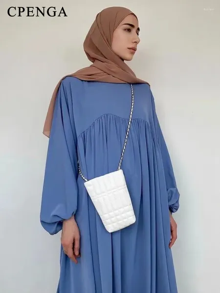 Vêtements ethniques manches longues plaine abaya moyen-orient musulman robe modeste pour les femmes élégantes ramadan eid prière islamique robes de dinde