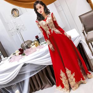 Vêtements ethniques Robes de style oriental rouge à manches longues Mariée chinoise Vintage Mariage traditionnel Cheongsam Robe Qipao Plus Taille XS-3XL