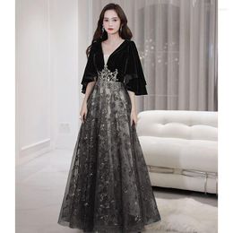 Vêtements ethniques longue robe de Banquet ciel étoilé col en v chinois robe de soirée scintillante élégant Vestidos français élégant Cheongsam