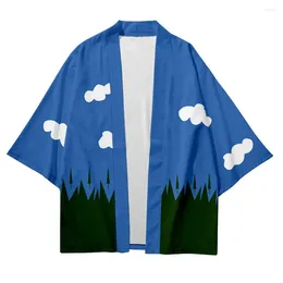 Vêtements ethniques Loose Cloud Print Kimono pour hommes et femmes Streetwear japonais Harajuku Haori Style Cosplay Yukata
